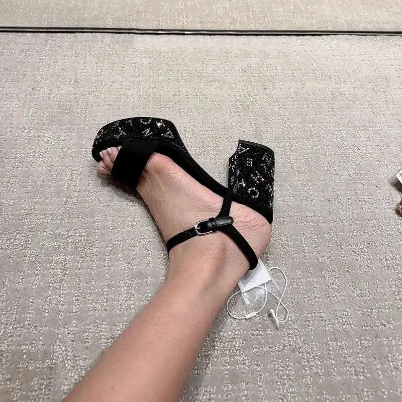 2025 New Women Sequin High-heeled Shoes Rhinestone Pumps Ladies Bling Party Shoes High-grade Wedding Banquet Dance Shoes Crystal