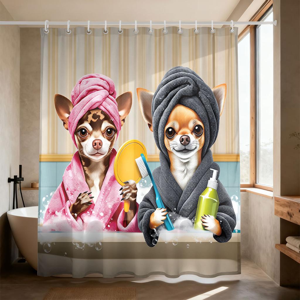 1Pc Funny Animal Shower Print Waterproof Shower Curtain Multiple Sizes Partitions Privacy Hanging Curtain Fashionable Decoration