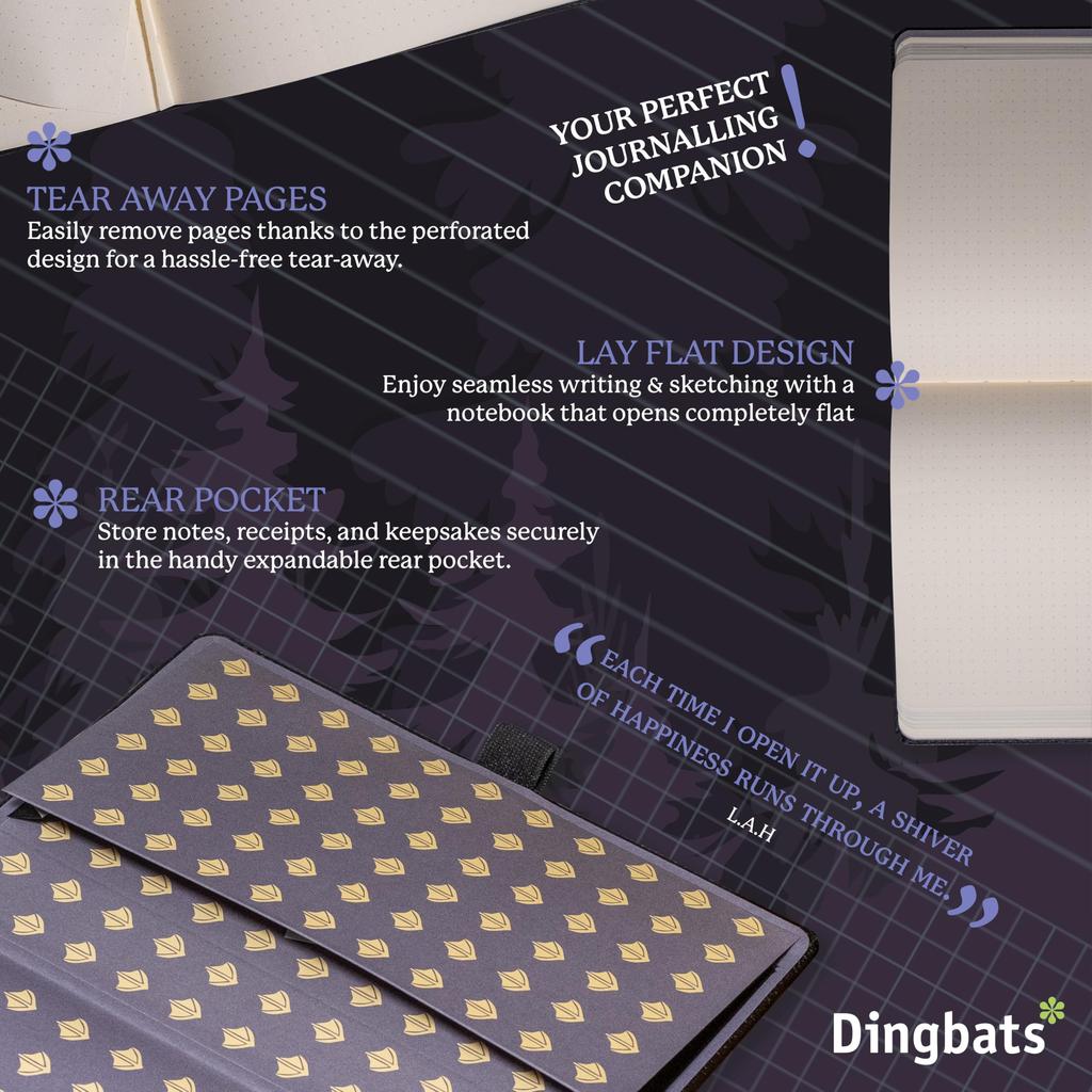 Wildlife Dotted Lined Medium Black Hardcover Cream 100gsm Paper Includes Bookband Bookmark Dingbats - Notebook, Duck, A5+ - - Ink-Resistant - Pocket,