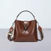 Real Oil Wax Leather Women's Bucket Bag Casual and Simple Handbag Large Capacity Ladies Cowhide Fashionable Crossbody Tote Bag