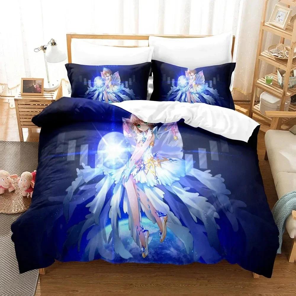3D Cardcaptor Sakura Bettwäsche-Set Bedrucktes Bettwäsche-Set Mit Kissenbezug Bettbezug Weich Einzel Doppel Queen King Size Heimtextilien
