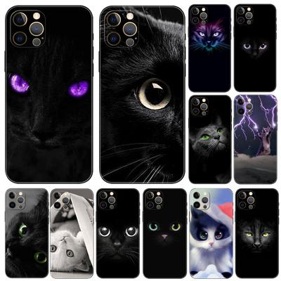Pouzdro na telefon Cat Staring Eye pro iphone 5 5s 2020se 6 6s 7 8 plus x 10 XR XS 11 12 13 mini pro MAX černé tpu zadní kryt