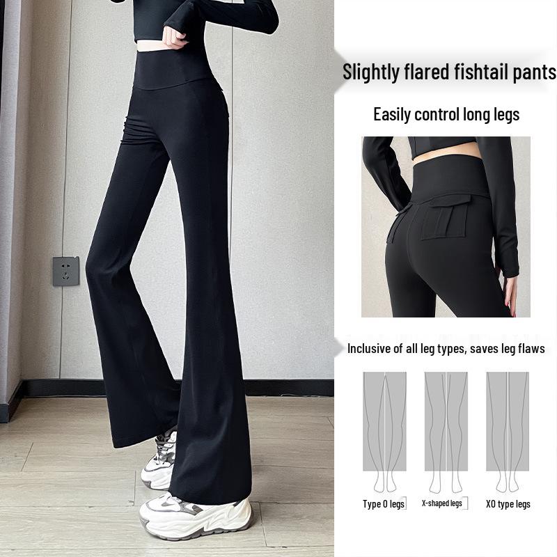 

Women s High-Waisted Quick-Drying Sports Flare Pants for Running and Badminton L