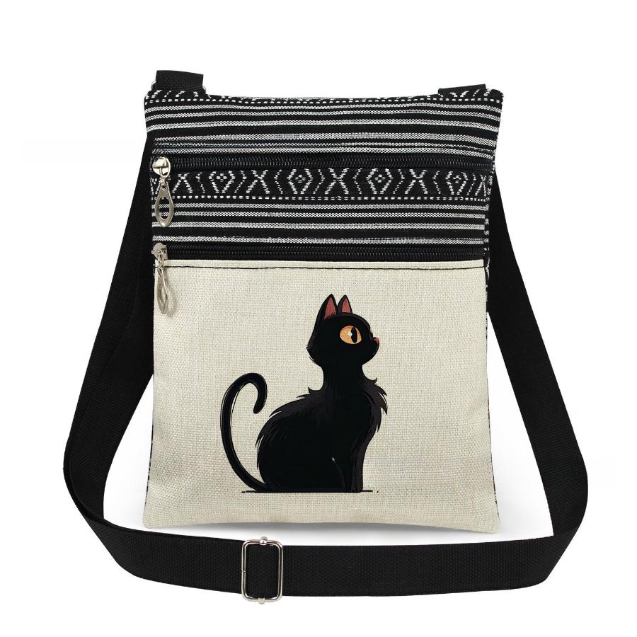 1PC Cat Print Tote Bags Women Shoulder Handbags Postman Package 6960