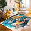 Tappeto Cartoon Lussuoso Pesce Koi Fortunato Yin Yang Carpa per Camera da Letto Soggiorno Divano Tappetino d'Ingresso Casa, Tappetino Pavimento Grande Antiscivolo per Bambini