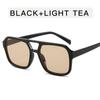 New Retro Women Sunglasses Double Beam Trendy Advanced Design Eyeglasses Square Personalized Large Frame Sun Glasses Uv400
