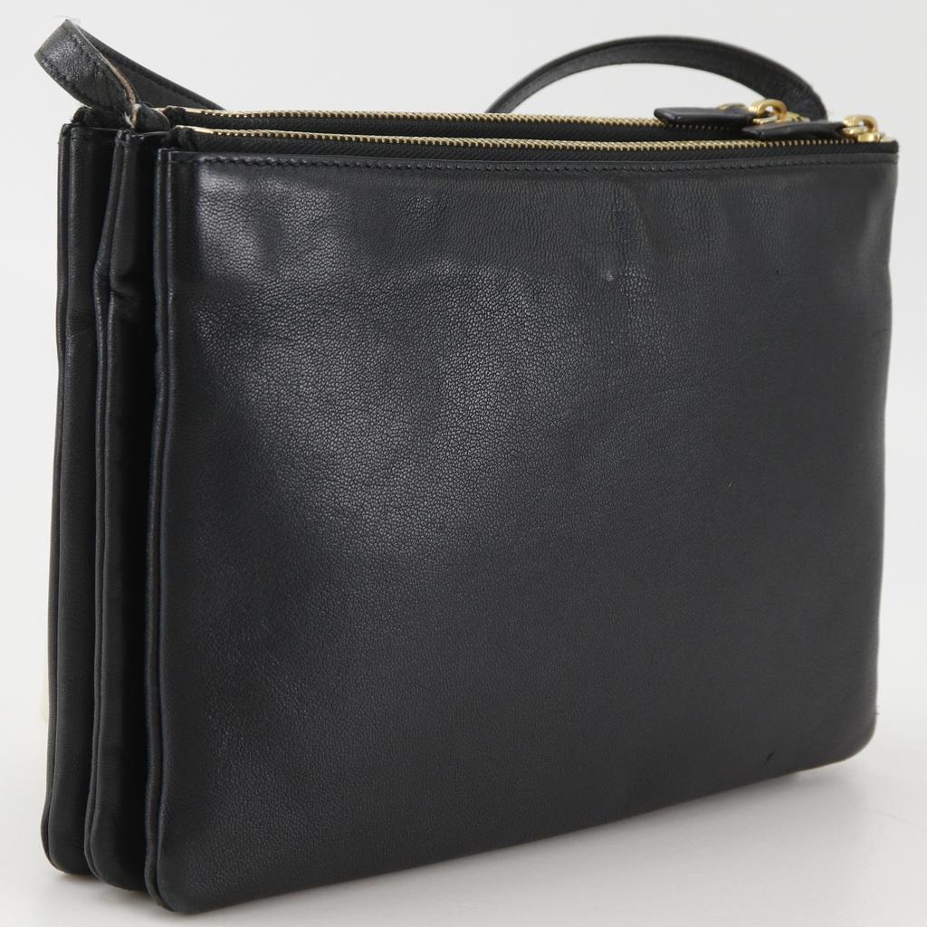 CELINE trio Shoulder Bag black leather Women Used