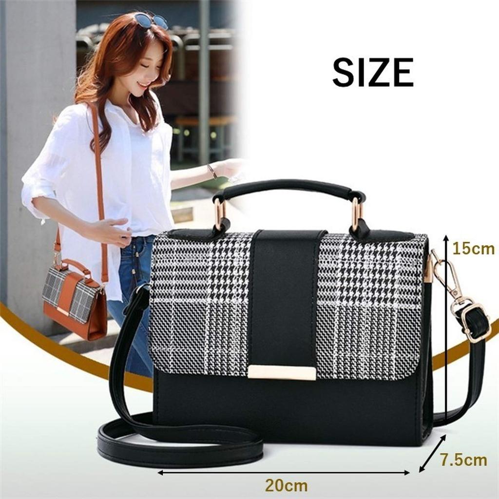 Mini Shoulder Bag Handbag Small Checkered PU Leather Lightweight [PIENSE] Women's 2-way (Black)