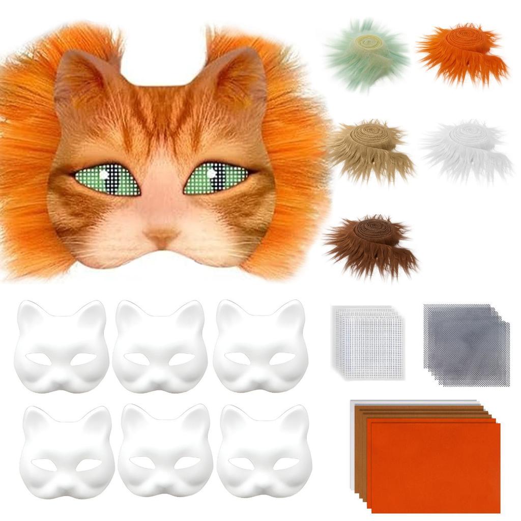 DIY Orc Mask Set Cat Fox Mask 6 with 5 Fur Halloween Role Play Props
