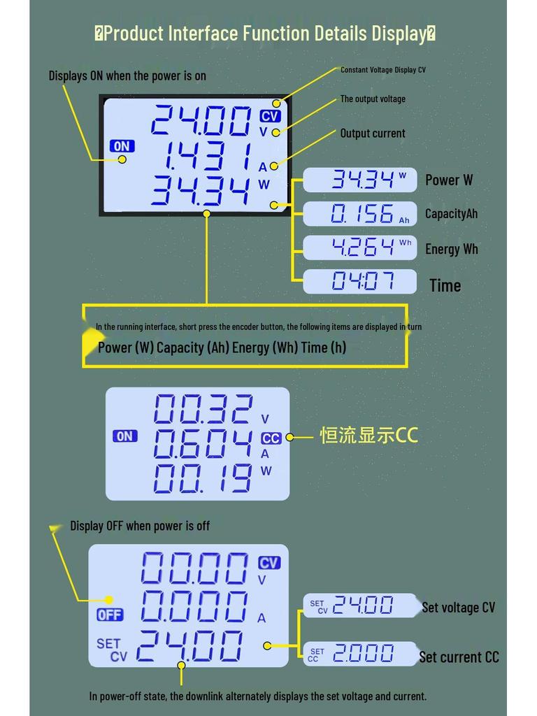 XinYi XY5008E CNC Adjustable DC Power Supply, 50V 8A 400W, Constant Voltage/Current, Step-Down Module