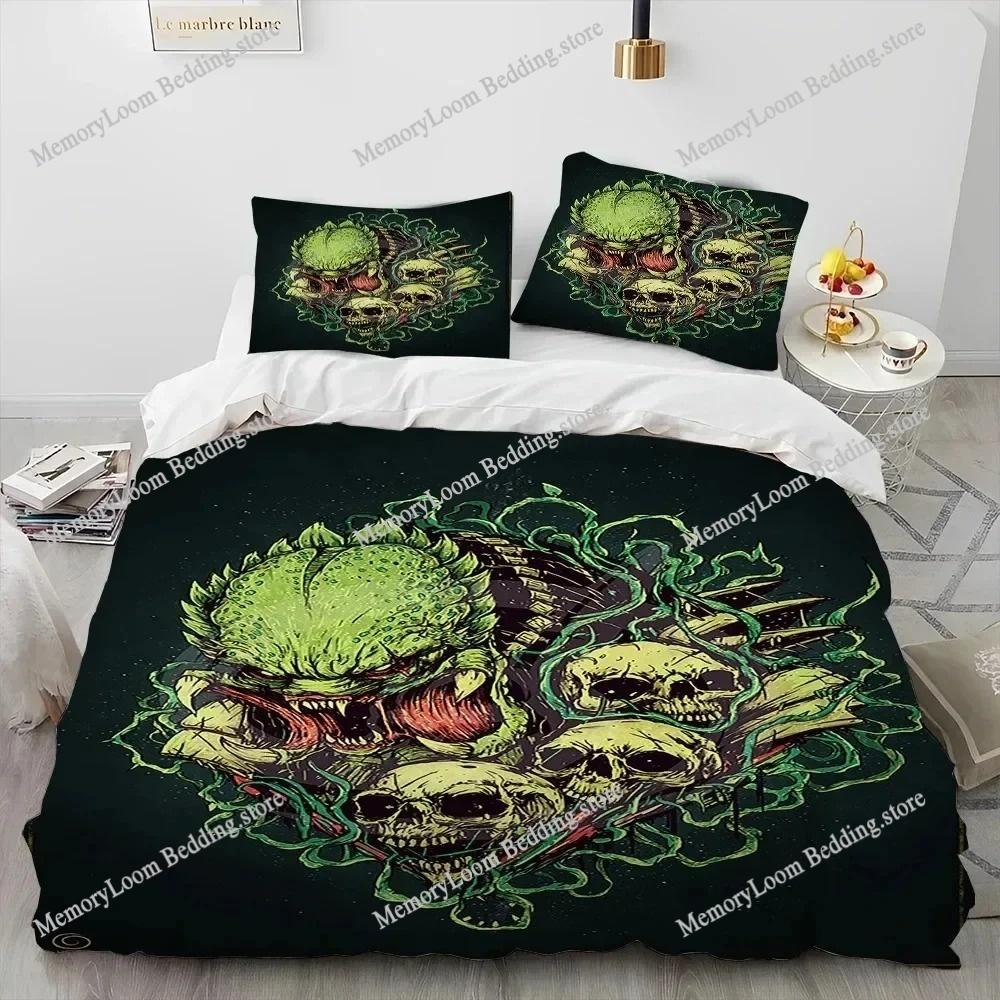 Artwork Unique Maple Weed Plant Green Death Skull Smoke Bedding Set Queen/King Size Duvet Cover Comforter Soft Cozy Home Textile