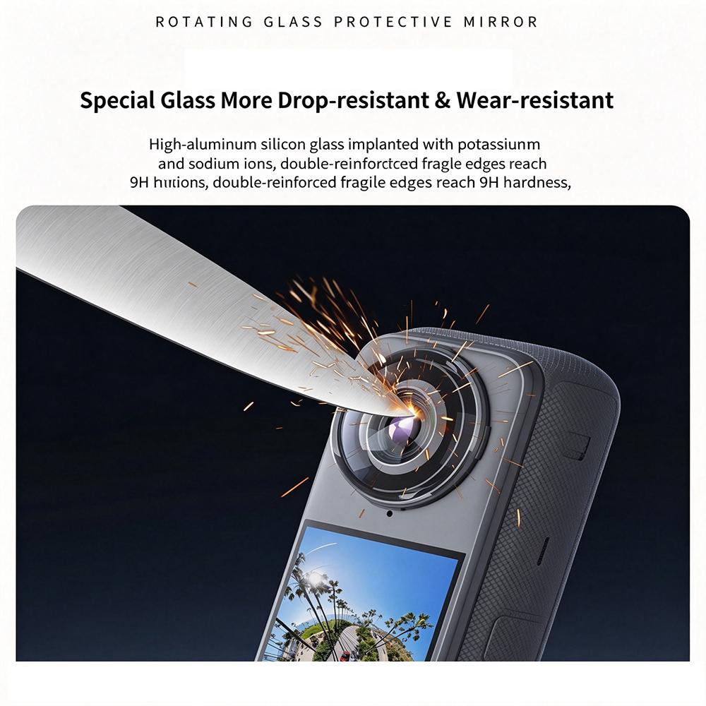 9H Hardness HD Clear Glass Rotatable Lens Guards Anti-Scratch Protective Cover Lens Accessory For Insta360 X4 360 Degree Panoramic Sport Action Camera