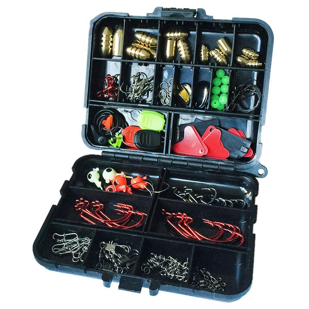 Zmart 128 Pieces Sink Fishing Sinker Tackle Box Sinkers, Hooks, Swivels, Stoppers, Weights, Accessories, Weights, Connectors, Sequins, Lures,