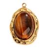 Stainless Steel Tiger Eye Oval Pendant & Earrings Set
