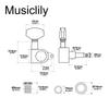Musiclily Pro 3x3 Guitar Big Button Black Epi-Style Tuners,