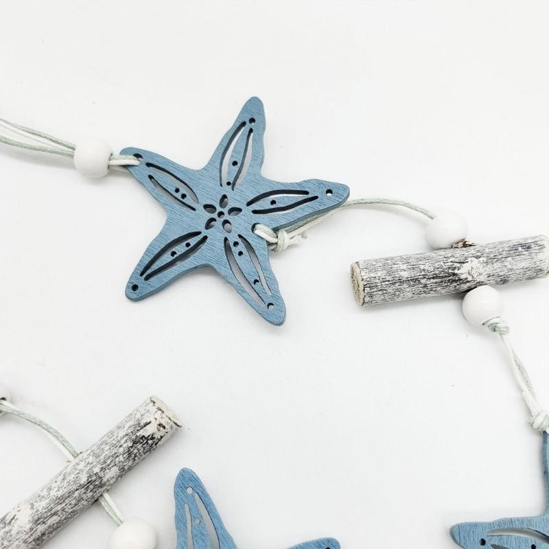 Marine Styles Wood Wall Decors Hanging Ornament Star Fish Sea Shell Sun Catcher For Indoor And Outdoor Garden Decoration