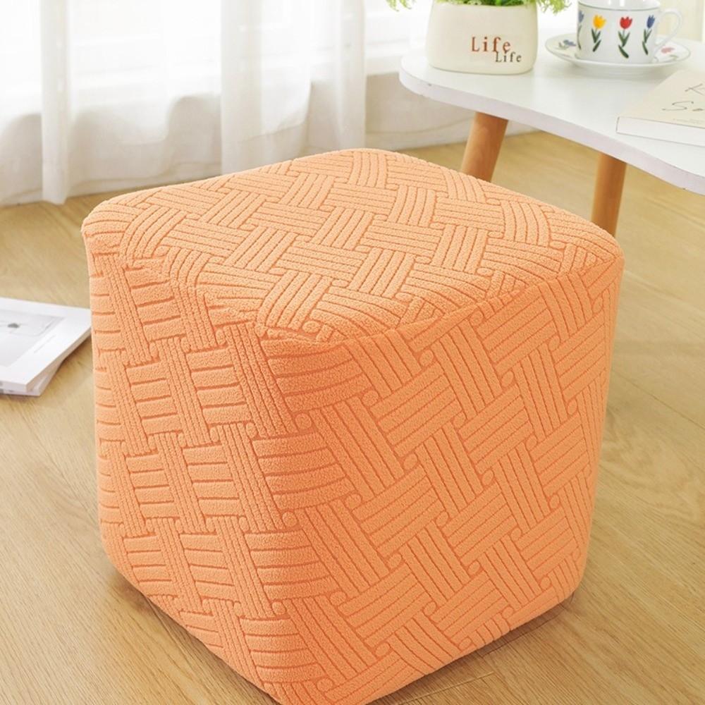 Elastic Jacquard Ottoman Cover Solid Color Footrest Slipcover New Footstool Case  Home Decor