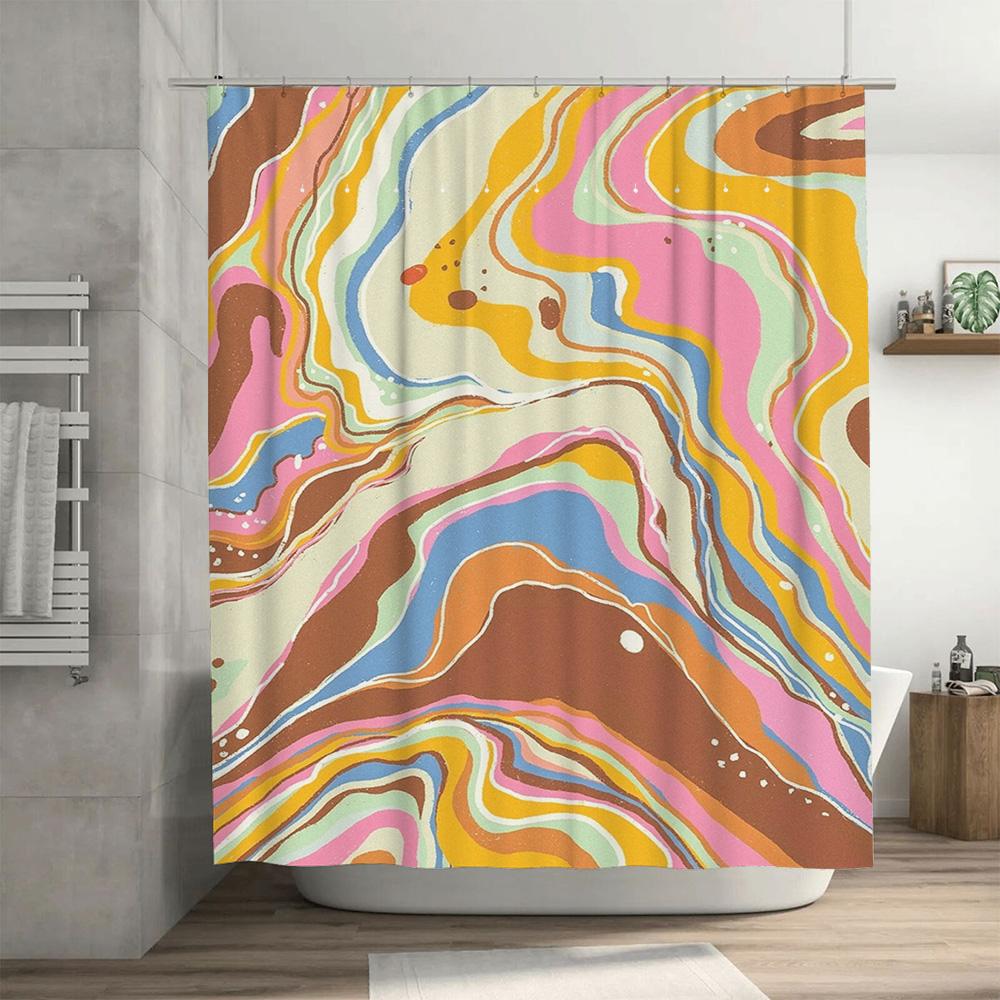 Colorful Marble Shower Curtain Modern Bathroom Decor for Bathtub