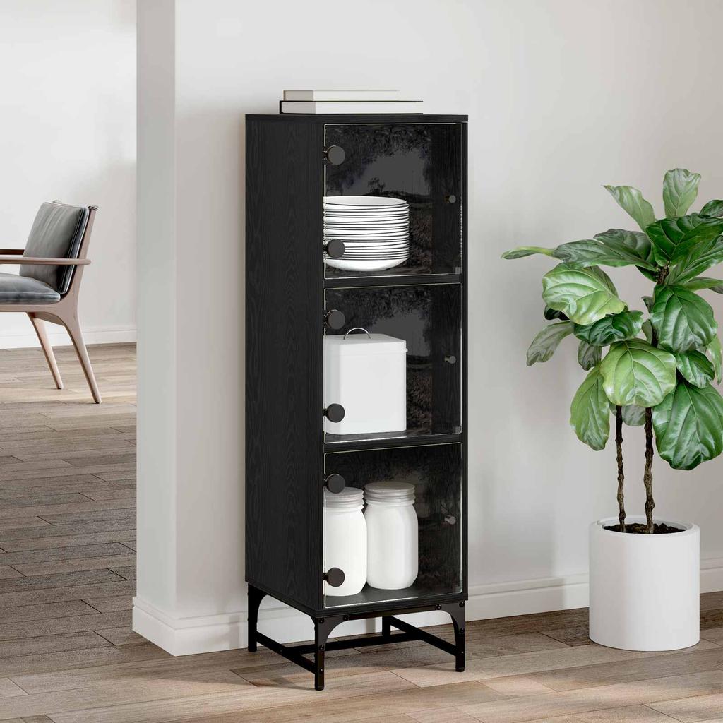 Sideboard Black Oak Effect 35 x 37 x 117 cm
