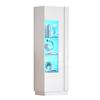 Armadio 60*40*180cm, Vetrina con Porta in Acrilico, Armadio di Stoccaggio Lucido con Illuminazione LED, 3 Ripiani in Vetro, Bianco