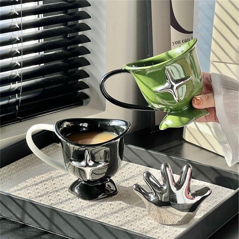 Ceramic Cup with Handle Home Office DIY Coffee Latte Ice American Mug 350ml Drinking Cup Water Cup Gift