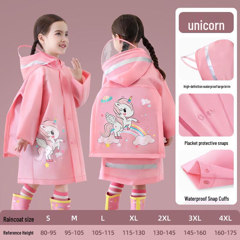 

Children s School Raincoat with Backpack Slot XL (115-130cm)