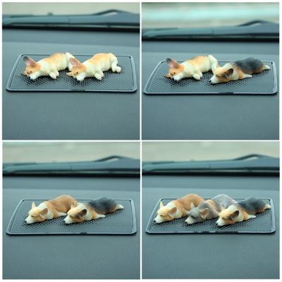 1 Peça Série Sonolenta Modelo Corgi Cachorro Akita Enfeite de Carro (com Tapete Antiderrapante), para Decorações de Interior de Carro