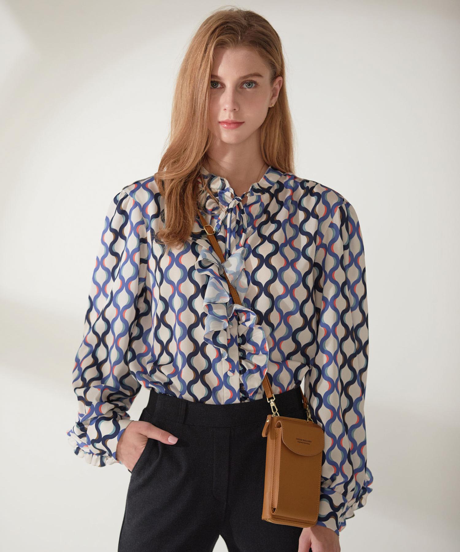 Enot Wavy Frill Lace Blouse (2Colors) Blue/Free