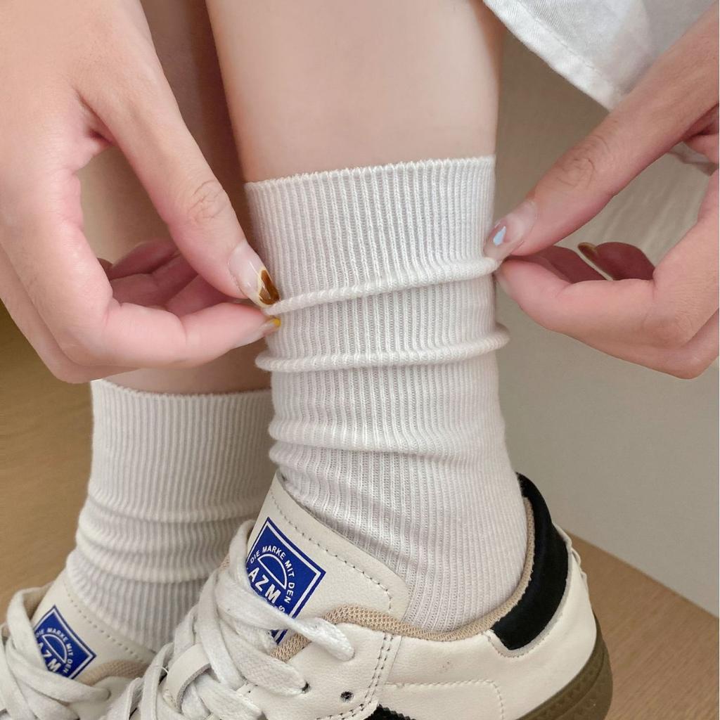 Grey Socks Medium Tube Socks Summer Trendy Solid Color Ballet Style With German Training Shoes Loose Stacking Socks