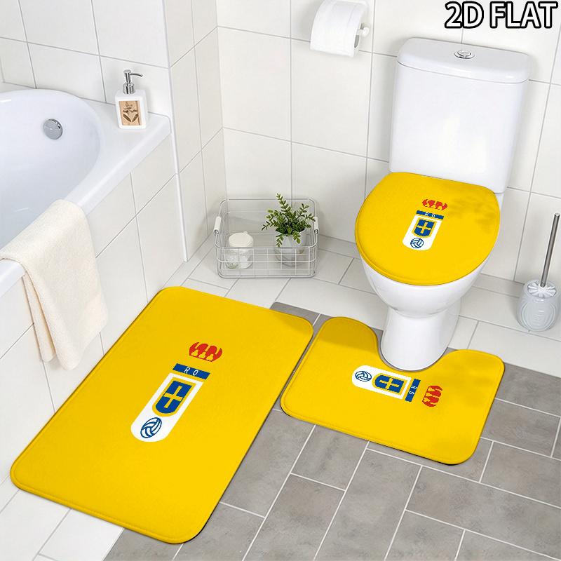 3pcs Real Oviedo Pattern Flannel Nonslip Absorbent Washable Decorative Bathroom Home Toilet Seat Cover Mat