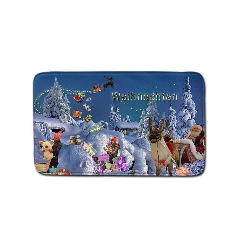 Christmas Shower Curtain Floor Mat Combination Four-Piece Set Bathroom Toilet Carpet Shower Room Mat Foot Mat