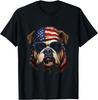 Bulldog Wearing American Flag Bandana Patriotic Paws Gift Unisex T-Shirt