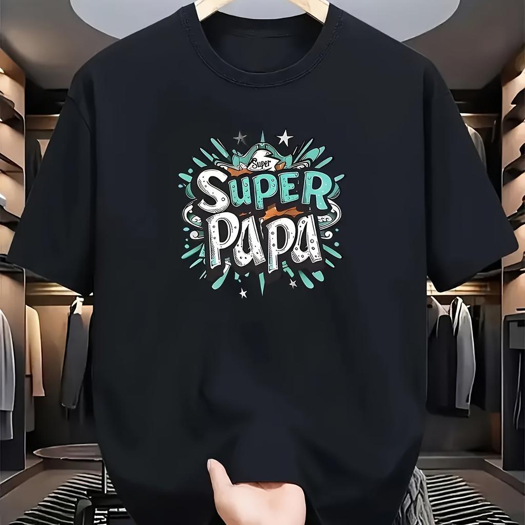 Funny Super Papa Graphic Summer Fashion Tshirt Casual Short Sleeve Tee for Unisex Fathers Day Streetwear Unisex Tops