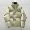High Street Stand Collar Cotton Puffer Jacket Couples Loose Fit Winter Warm Thick Coat Solid Color Casual Outerwear