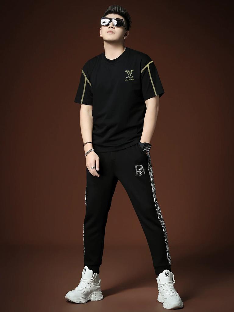 European Trendy Brand Embroidered Letter Short-Sleeve Men's T-Shirt 2025 New Summer Fashion Casual Men's Half-Sleeve Top
