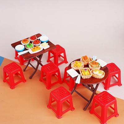 Simulation Nostalgique Table Chaise Maison de Jeu Jouet Mini Tabouret Modèle Ornement Miniature Maison de Poupée Jouet pour Enfants