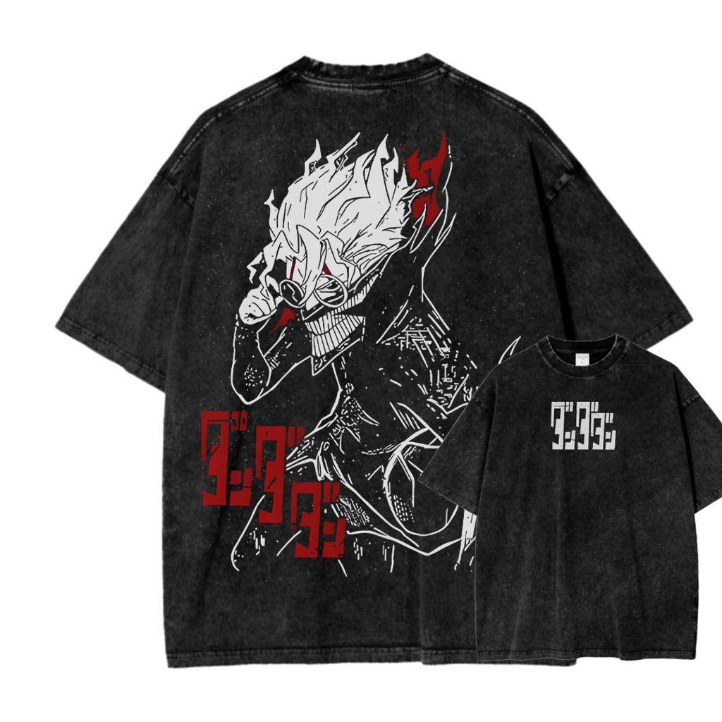 Dandadan Graphic Men Street Washed Oversized Y2k Hip Hop Harajuku Cotton T-shirt Short Sleeve Clothing Casual Loose High Quality Female Male Tee Shirt