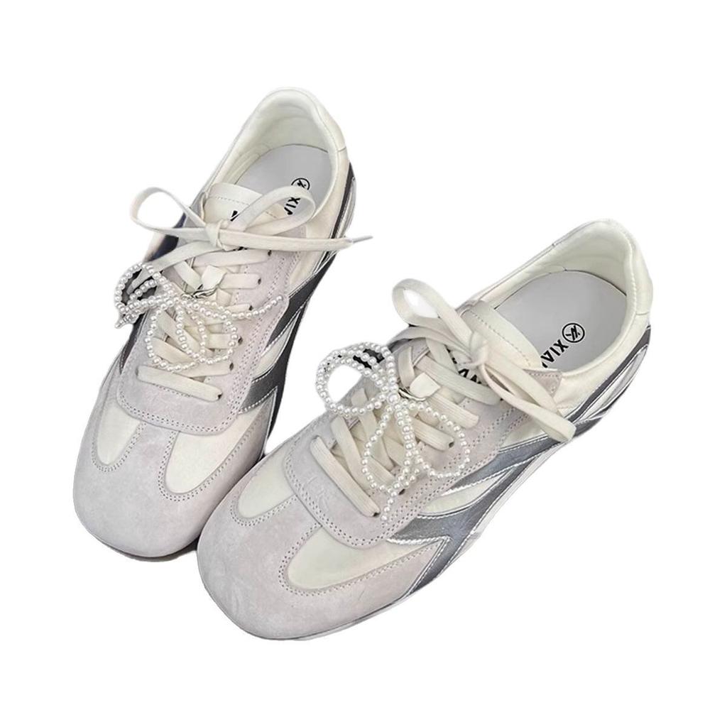 2025 spring new American retro fashion moral training shoes women's spring and summer leather versatile soft-soled sports jogging shoes