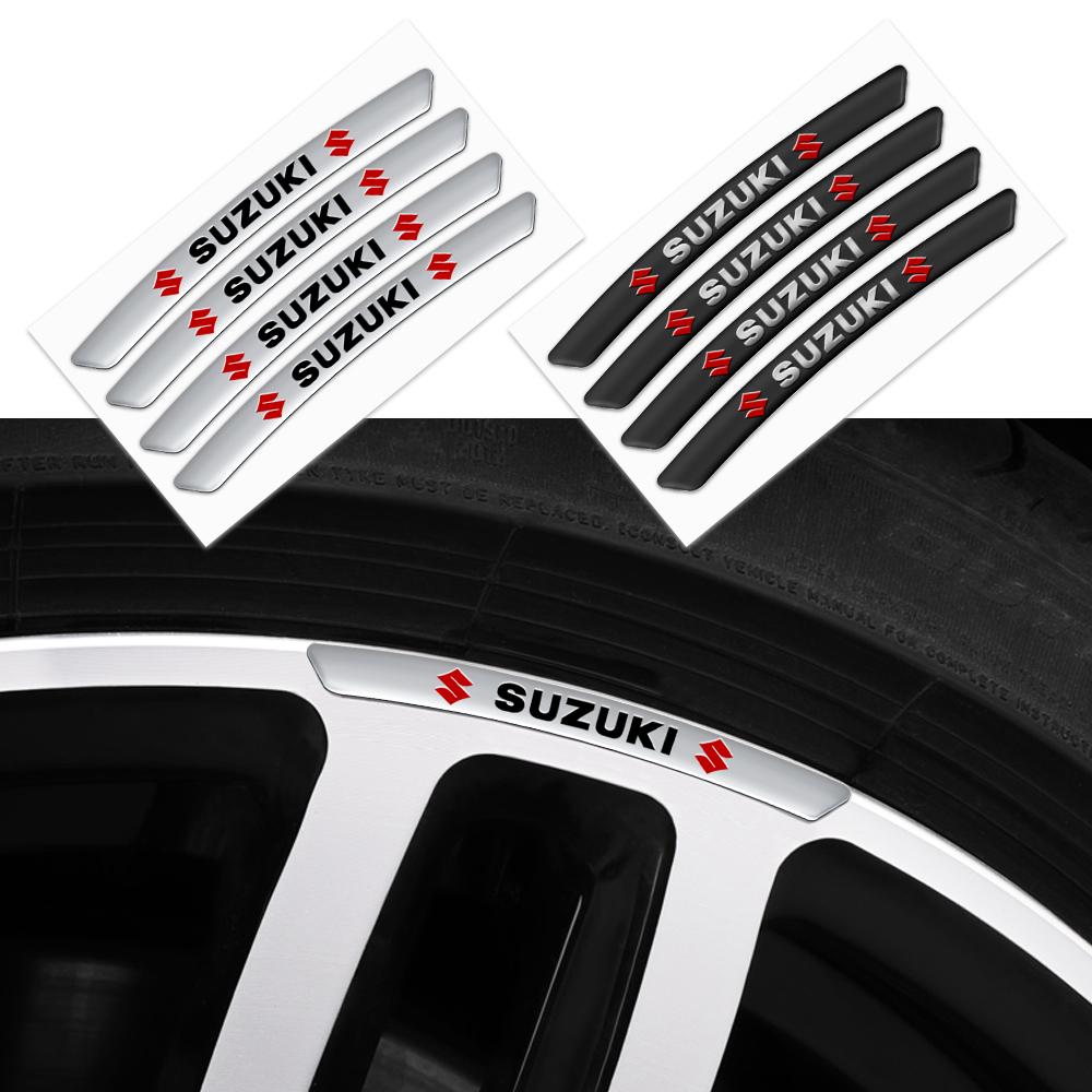 4pcs Car Badge Wheel Rim Stickers Auto Tire Decoration Decals Accessories For Suzuki New Alto Swift Tianyu Shangyue Ruiqi Baleno