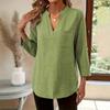 Casual V Neck Large Size Loose Women Blouse Fashion Elegant Tops Pocket Short Sleeve Simple Office Shirts Spring Solid Color Cothing