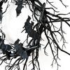 Halloween Black Branch Wreath Artificial Black Twig Wreath Decoration Halloween Party Gothic Branch Props For Wall Window Porch