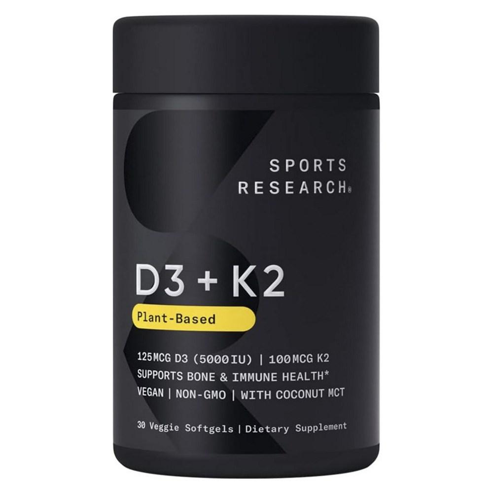 Sports Research D3 125mcg + K2 100mcg Cápsulas Blandas Vegetales 1 ud 30 Comprimidos