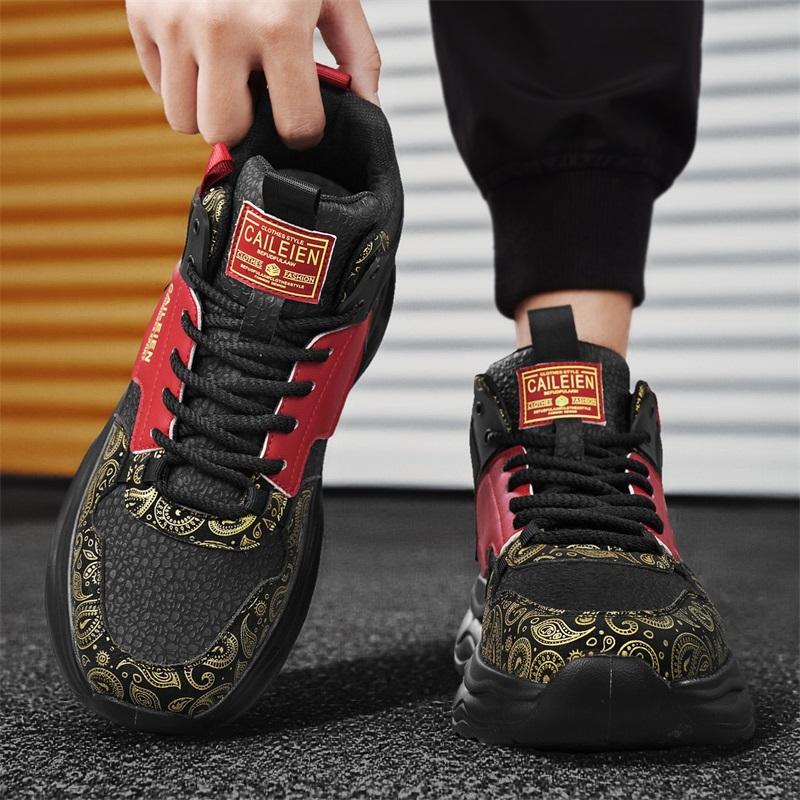 New Men's Shoes Autumn Breathable High-top Sports Shoes for Teenagers Versatile Thick-soled Shoes Walking Work Sneakers for Man