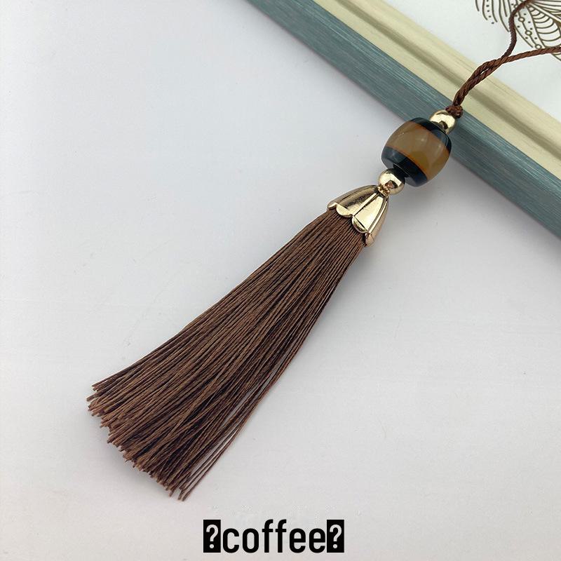 Chinese-Style Imitation Jade Tassel Fan Pendant for Antique Decoration