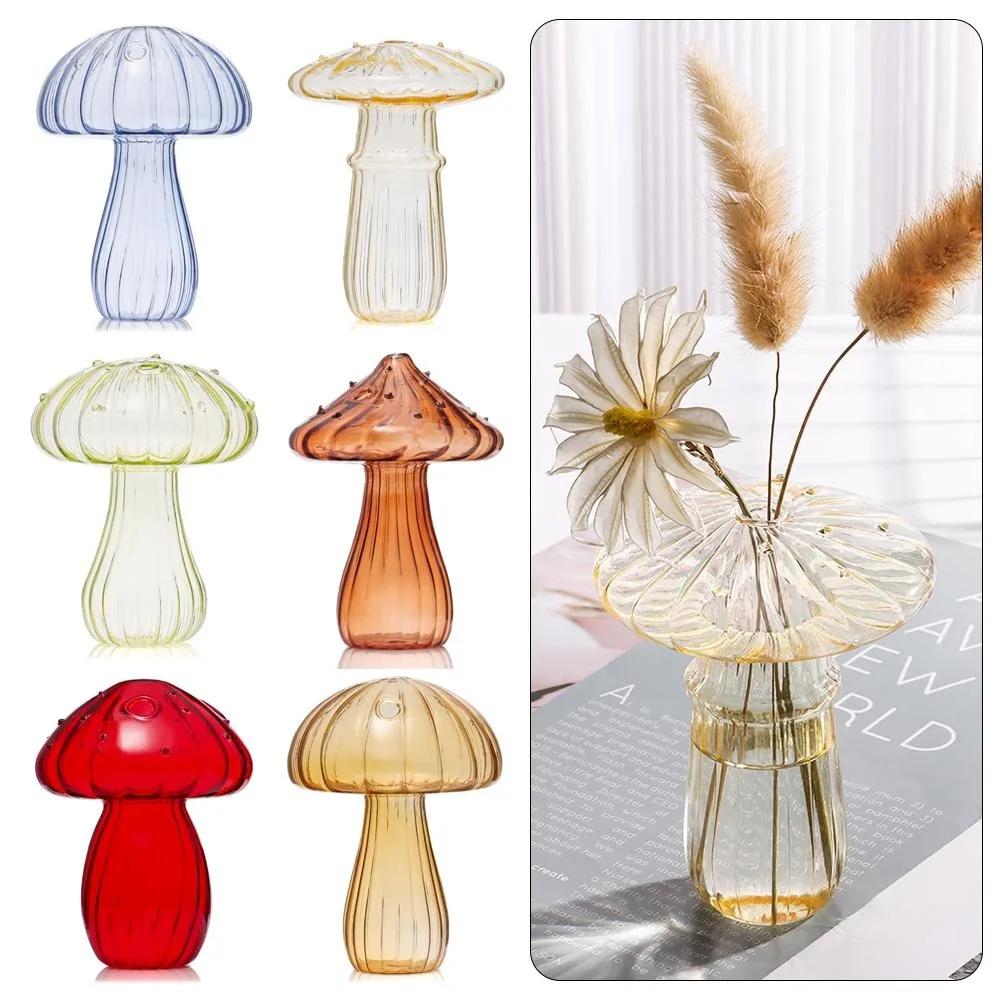 New Hydroponic Flower Bottle Mushroom Transparent Aromatherapy Bottle Glass Home Decoration Flower