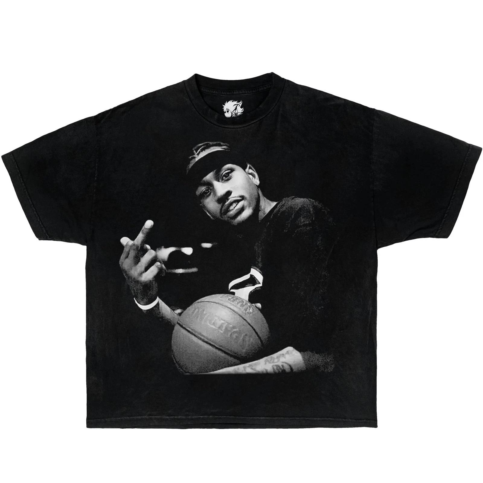 

AI Iverson Boxy Vintage Shirt Graphic Basketball Tees Oversized Streetwear Y2K XL