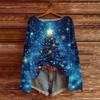 Women's Fashion Christmas Print Lightweight Sweater Casual Long-Sleeve Knit Pullover Top