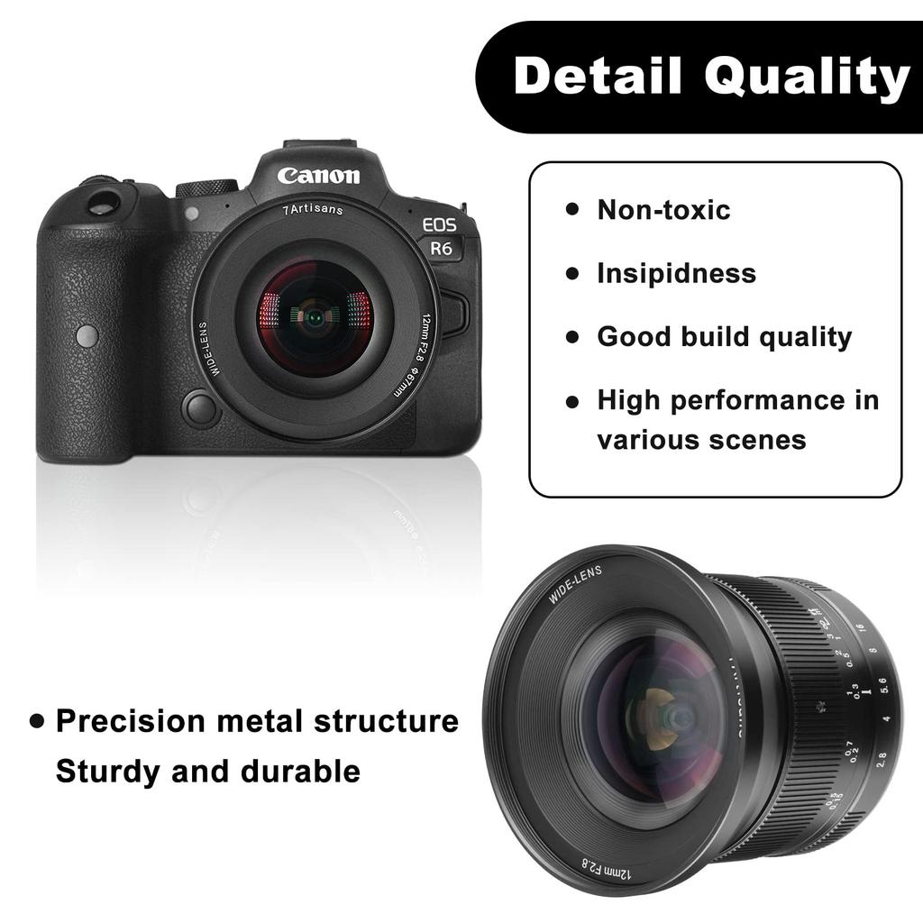 7 Artisans 12mm Ultra Wide Angle Manual Focus Prime Lens Fits Canon RF Mount Mirrorless Cameras EOS F2.8 Mark APS-C R/EOS R3/EOS RP/EOS R5/EOS R6.