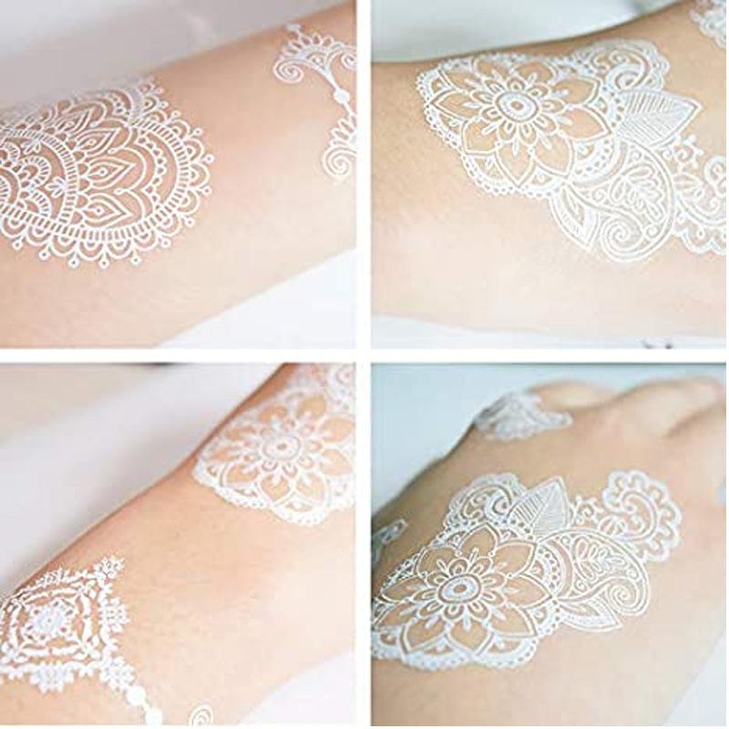 Tattoo Stickers White Waterproof White Henna Lace Tattoo Stickers