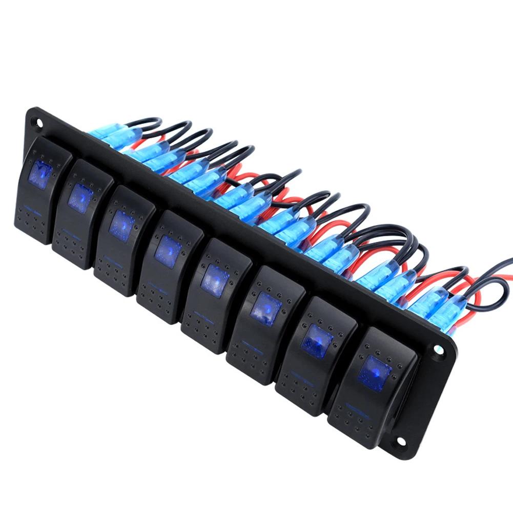 Universal Marine Boat 2/3/4/5/6/ 8 Group Rocker Switch Panel 5-pin Switches for 12V/24V Cars Trailers Red Green Indicator Light